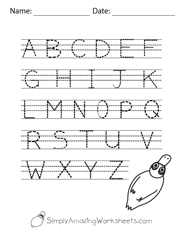 Uppercase letters with guides | Simply Amazing Worksheets - Free printables for little learners